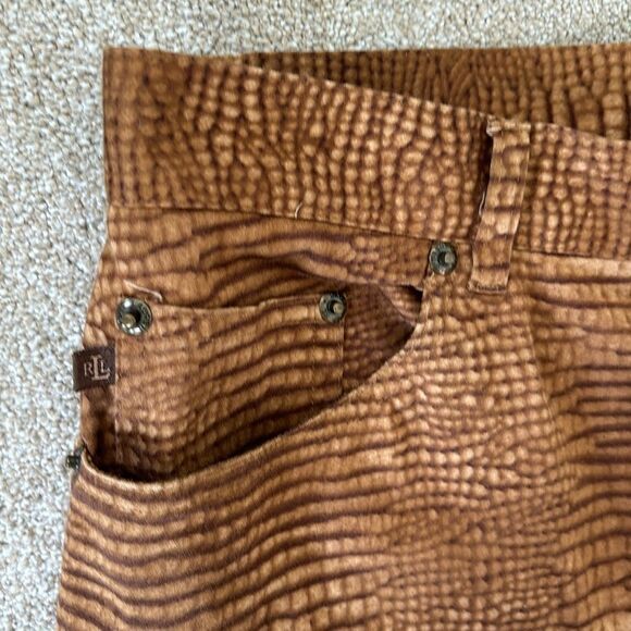 Lauren Ralph Lauren Crocodile Print Brown Pants Size 10 - Picture 4 of 8
